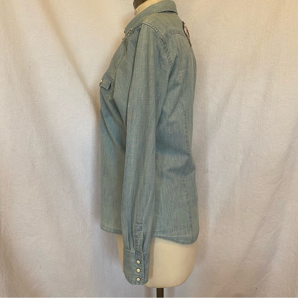 Polo RL L hand beaded snap button denim shirt - Picture 4 of 9